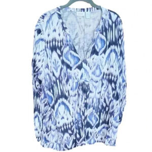 Chico's Purple and White tie-dye look v-neck top size XL